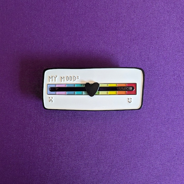 Interactive 'My Mood' Slider Enamel Pin - Colorful Mood Meter Lapel Pin, Emotion Display Badge, Unique Conversation Starter