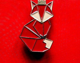 Insignia de pin de zorro de origami / Broche de solapa amante de los animales / Estética pastel / Estética japonesa