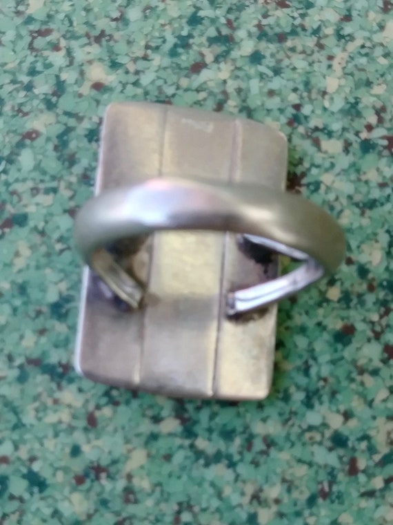 Vintage 1980s Silver Modernist Ring Unisex Sz 6 - image 8