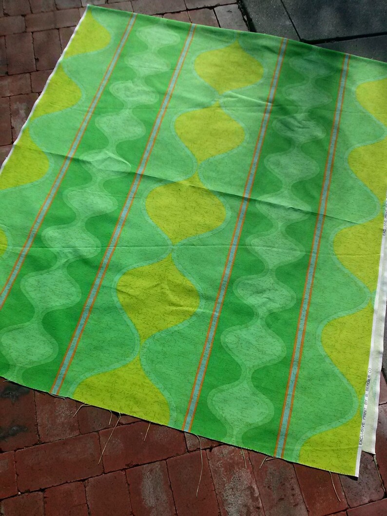 Vintage 1960s Upholstery Fabric Mod Psychedelic Lime Green 3 Etsy