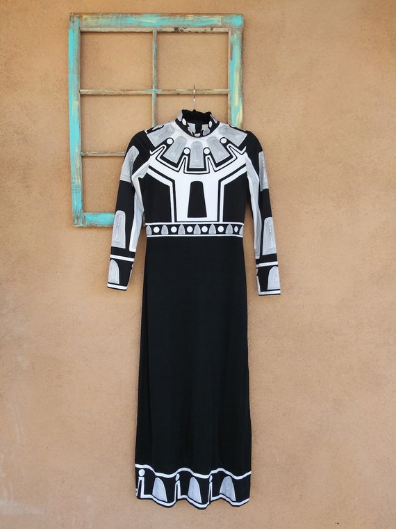 Vintage 1960s Mod Maxi Dress Hostess Gown Sz S