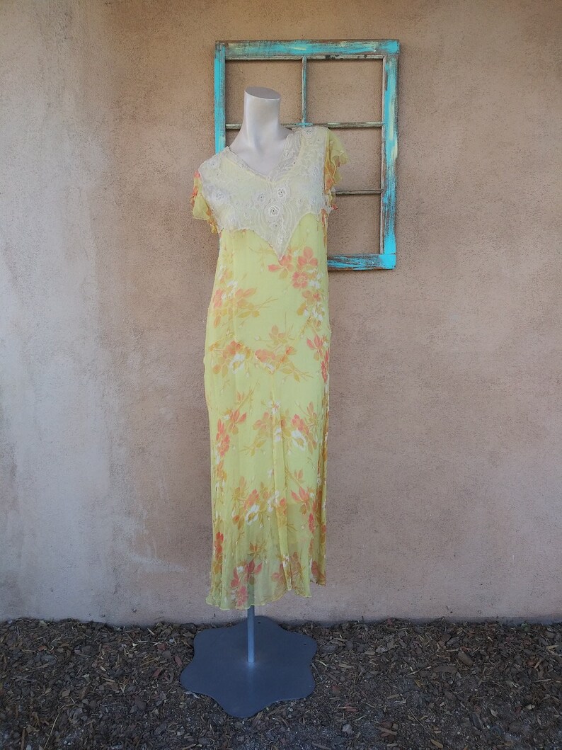 Vintage 1920s 1930s Silk Chiffon Tea Dress Floral Sz S image 7