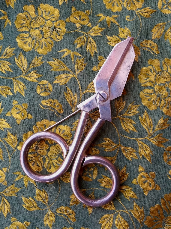 Vintage 1980s Silver Scissors Brooch Taxco Stamped - image 1