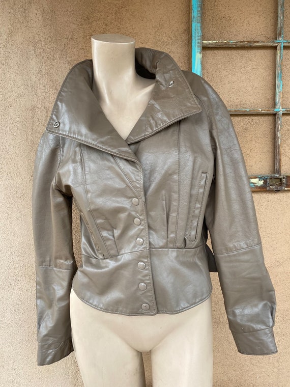 Vintage 1980s Tan Leather Jacket Hip Hop Style Sz… - image 1