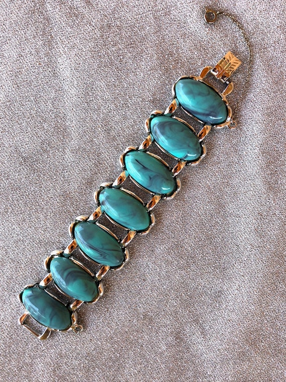 Vintage 1970s Faux Turquoise Bracelet Earrings 2 … - image 4