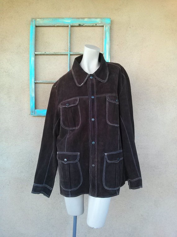 Vintage 1960s Mens Brown Suede Jacket 60s Rocker … - image 1