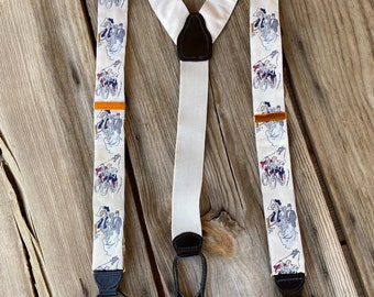 Vintage 1990s Silk Suspenders Moulin Rouge Unisex OS