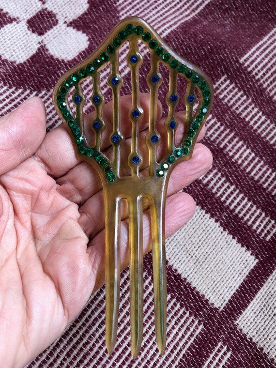 Vintage 1920s Rhinestone Hair Comb Art Deco Flapp… - image 2