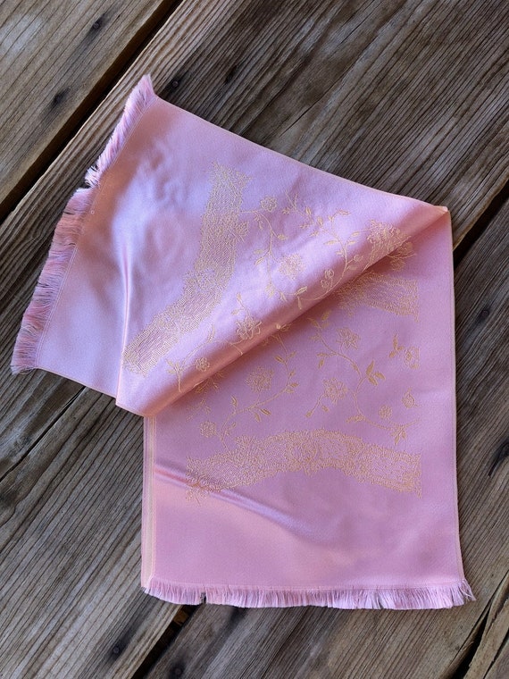 Vintage 1940s Pink Silk Ascot Scarf Foulard Cravat - image 5