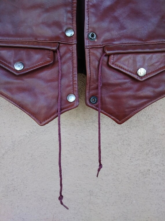 Vintage 1970s Oxblood Leather Vest Unisex - image 3