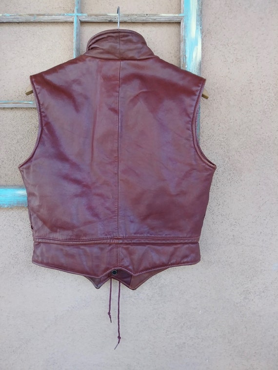 Vintage 1970s Oxblood Leather Vest Unisex - image 6