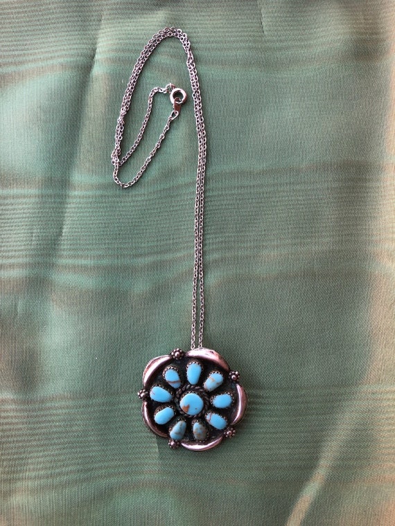 Vintage 1950s Turquoise Pendant Necklace Unisex 1… - image 3