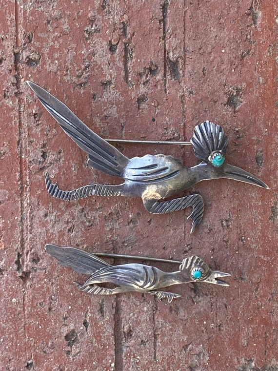 Vintage 1960s Silver Roadrunner Scatter Pins Broo… - image 1