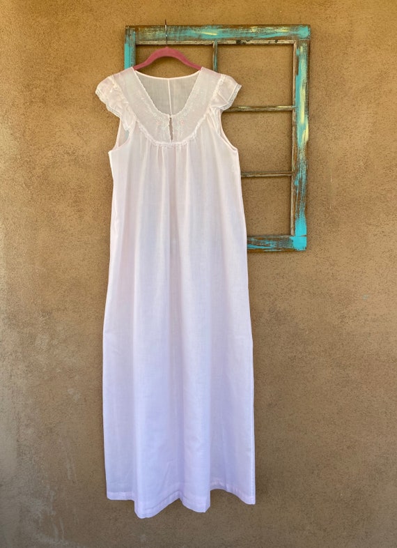 Vintage 1980s Pink Cotton Nightgown M-L up to B40 - image 2