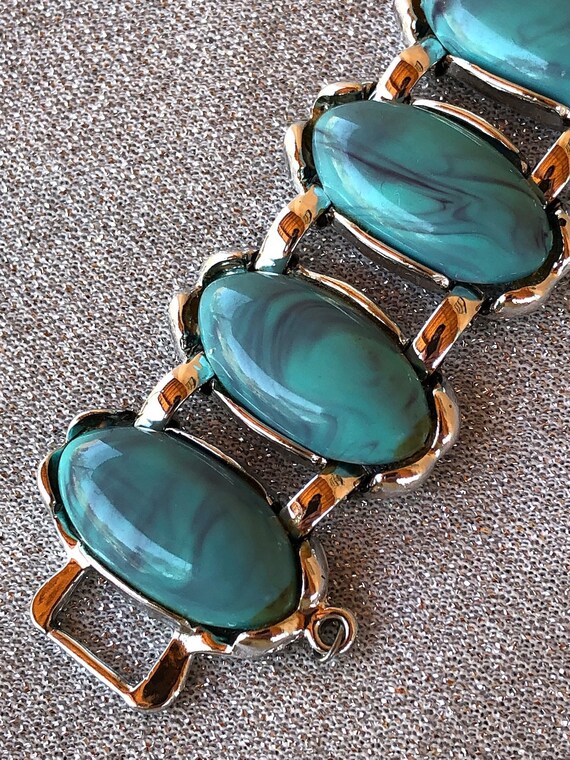 Vintage 1970s Faux Turquoise Bracelet Earrings 2 … - image 6