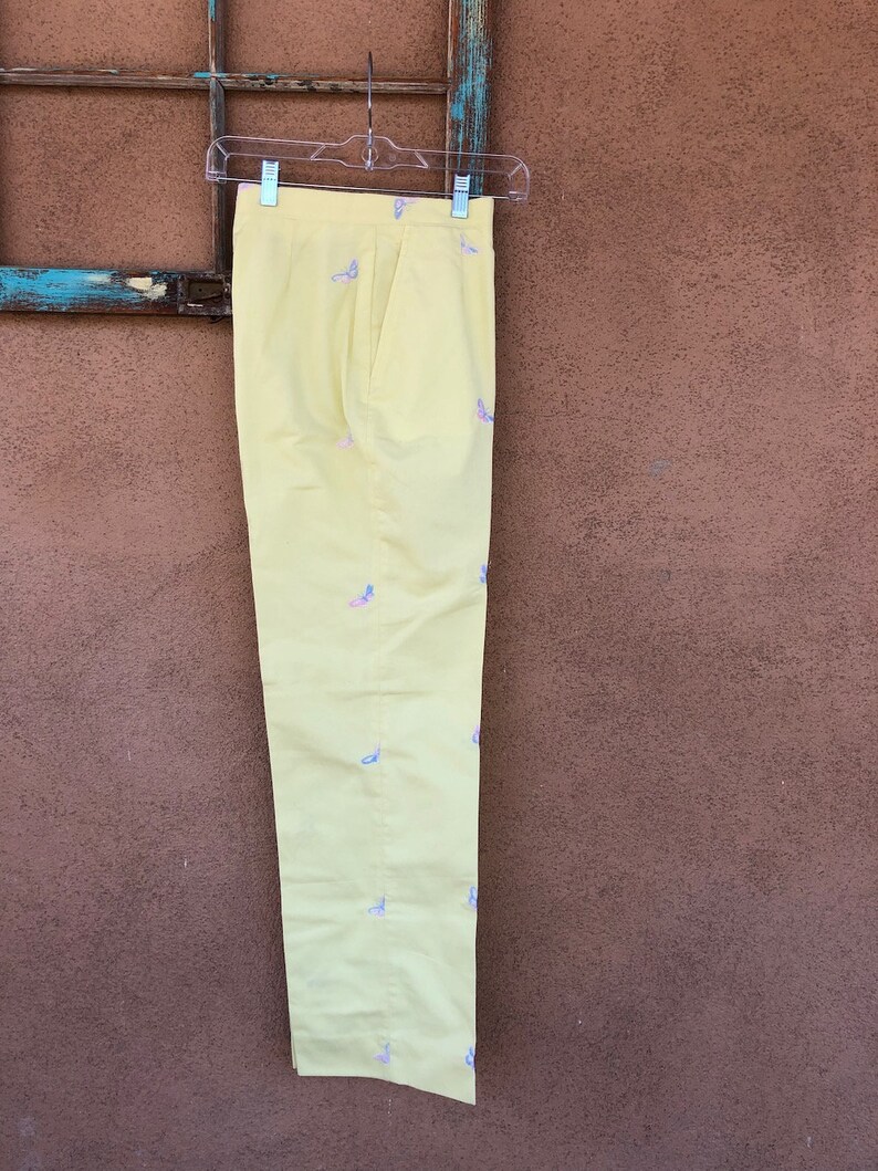 Vintage 1970s Yellow Golf Pants Butterflies W26 Inseam 29 Etsy