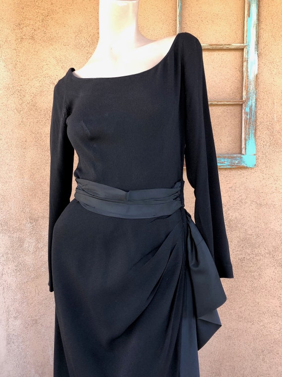 Vintage 1940s Black Crepe Formal Gown with Swag W… - image 2
