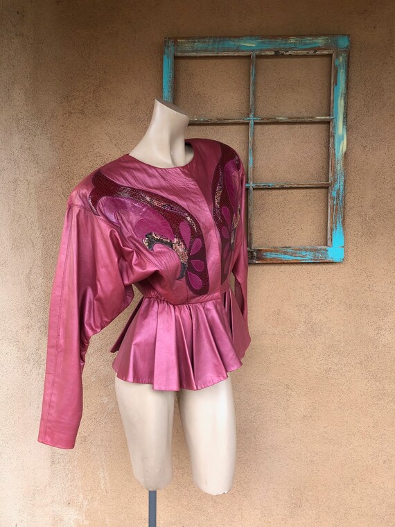 Vintage 1980s Rosy Pink Leather Jacket Sz M - image 6