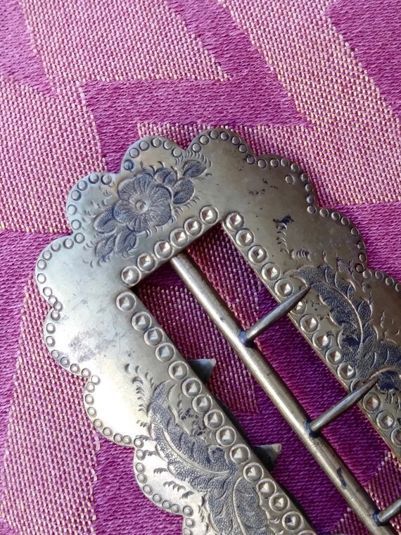 Vintage 1910s Sash Belt Buckle Edwardian Art Nouv… - image 3