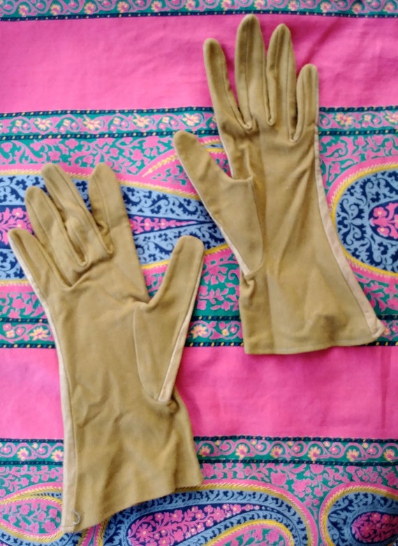 Vintage 1940s Brown Leather Driving Gloves Sz S 6… - image 6