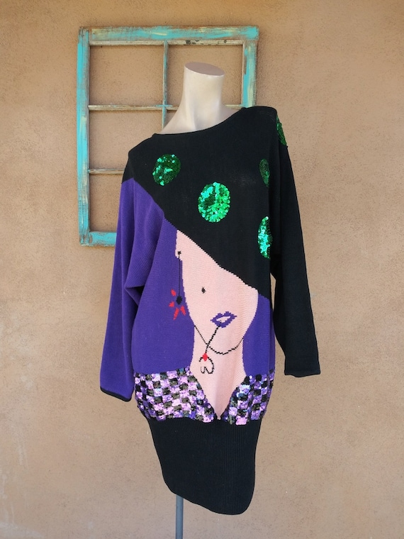 Vintage 1980s Sweaterdress Oversized Sweater Face