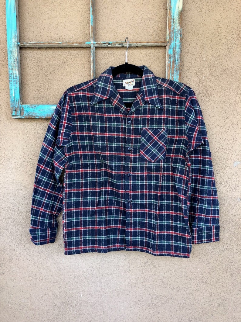 Vintage 1940s 1950s Plaid Flannel Shirt Youth Sz 16 Womens S - Etsy