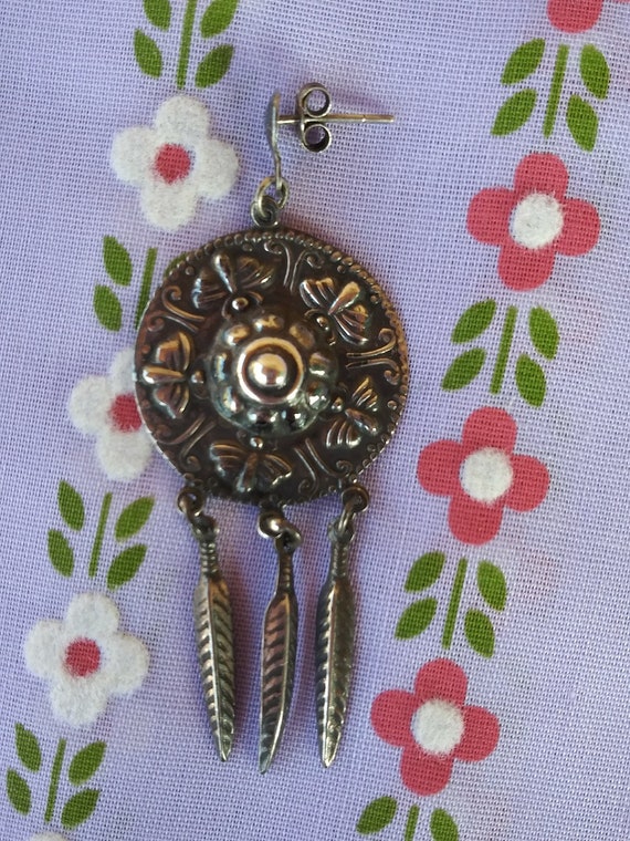 Vintage 1990s Silver Dangle Butterfly Earrings Na… - image 7