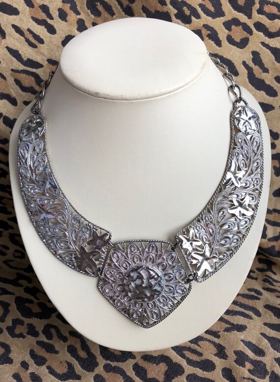 Vintage 1980s 1990s Bib Statement Necklace Barrer… - image 1