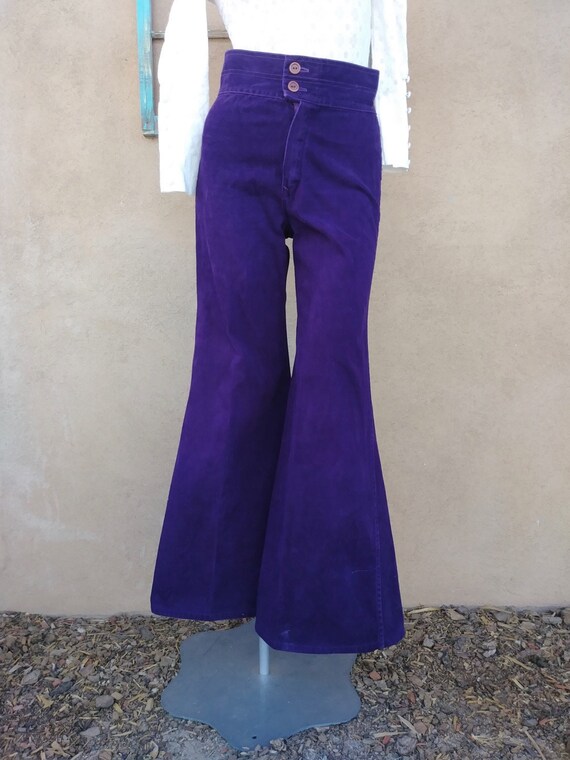 purple velvet bell bottoms
