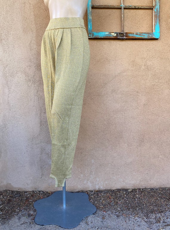 Vintage 1990s Gold Metallic Stirrup Pants Sz S M - image 2