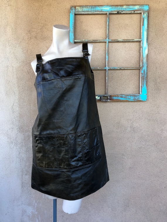Vintage 1960s Brown Leather Jumper Dress Sz M up … - image 1