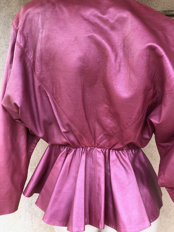 Vintage 1980s Rosy Pink Leather Jacket Sz M - image 9