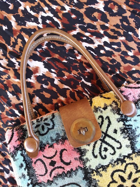 Vintage 1960s Big Carpet Bag Handbag Purse - image 4