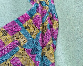 Vintage 1940s Fabric 40s Silk Rayon Novelty Print MCM Abstract Magenta Chartreuse 4.33 Yds