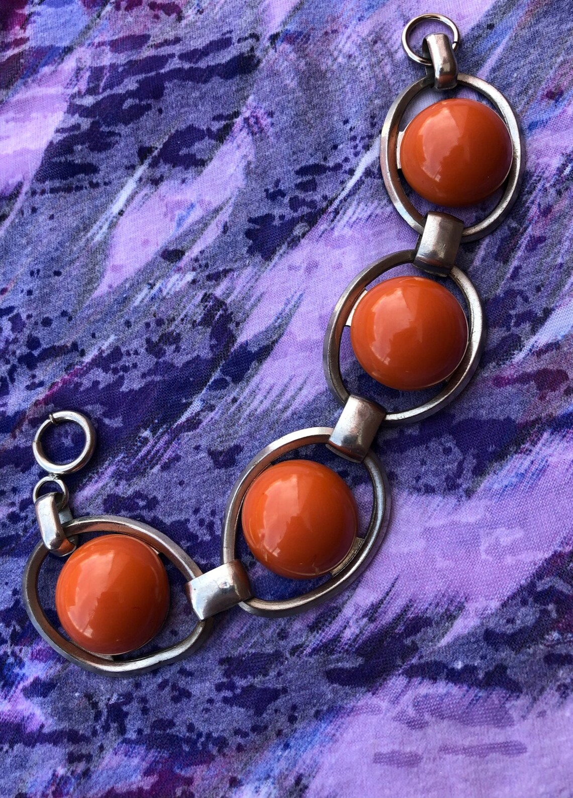 VTG 1950s Mod Orange Charm Bracelet 8 Inches Etsy