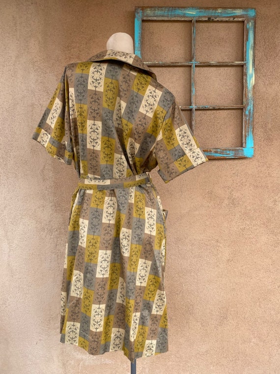 Vintage 1950s Shirtdress w Big Buttons Sz L B44 W… - image 8