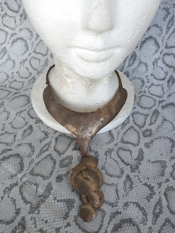 Vintage 1970s Brutalist Bib Choker Necklace Ed Gra