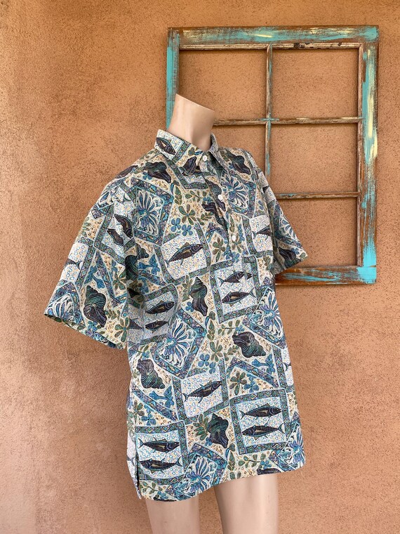 Vintage 1980s 1990s Mens Cotton Hawaiian Shirt Go… - image 5