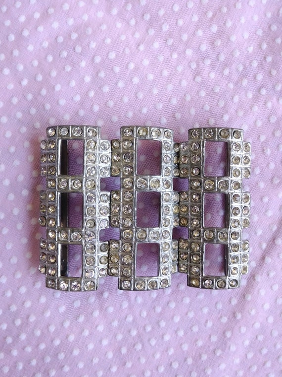 Vintage 1930s Rhinestone Sash Belt Buckle - image 3