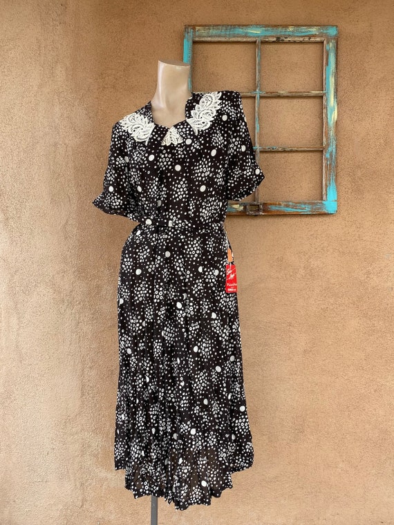 Vintage 1950s Brown Polka Dot Dress W Lace Collar Sz L B42 W34 - Etsy Vintage 1950s Brown Polka Dot Dress W Lace Collar Sz L B42 W34 - Etsy