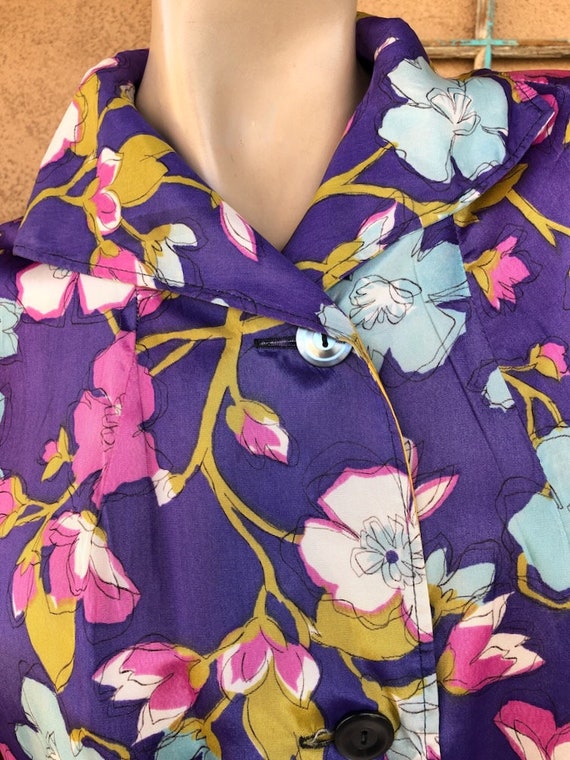 Vintage 1950s Floral Swing Coat Sz M Up to US12 - image 4