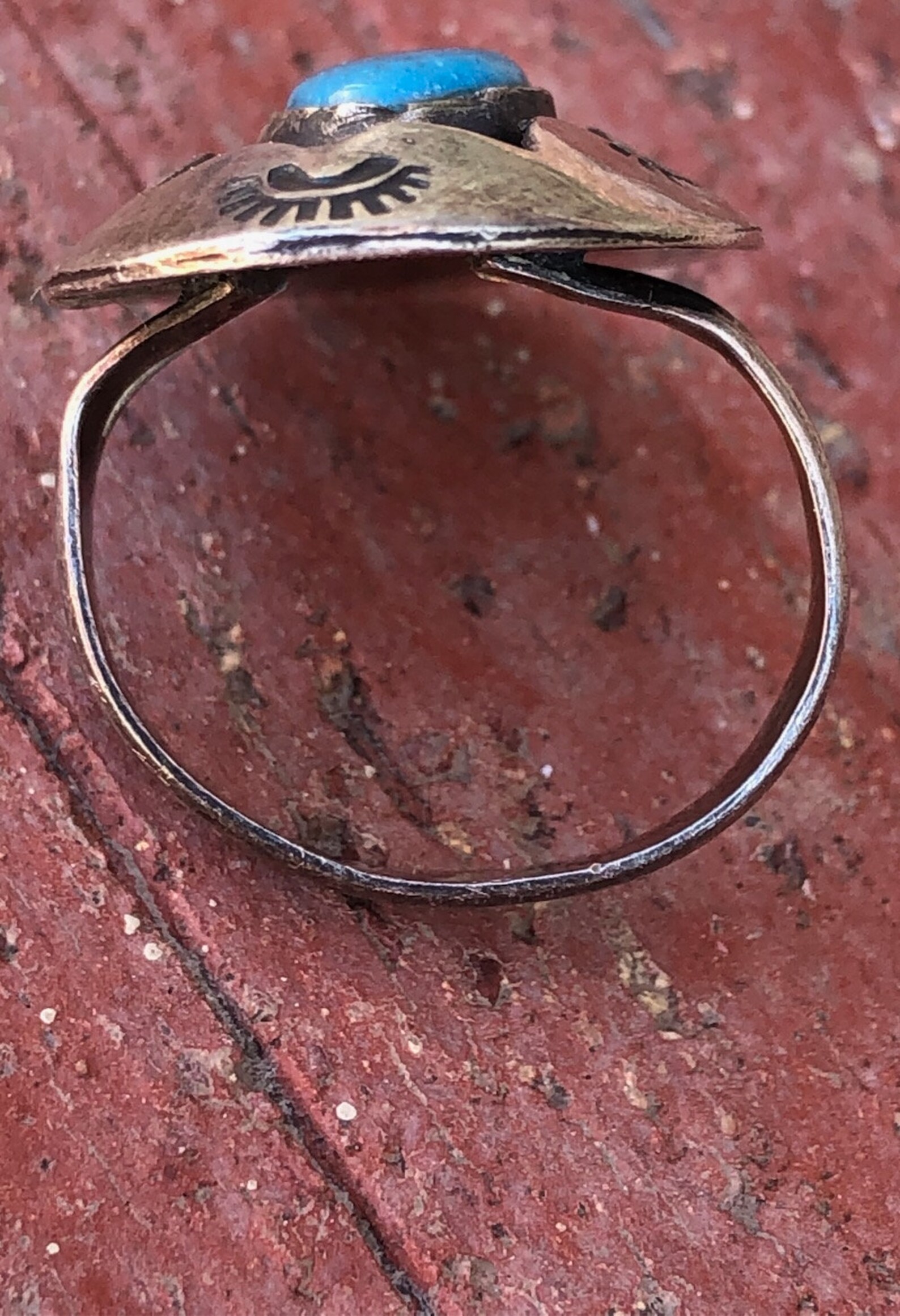 Vintage 1970s Sterling Silver Shadow Box Ring Turquoise Navajo - Etsy