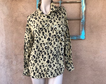 Vintage 1980s 1990s Animal Print Rayon Blouse Marciano Guess Sz S M