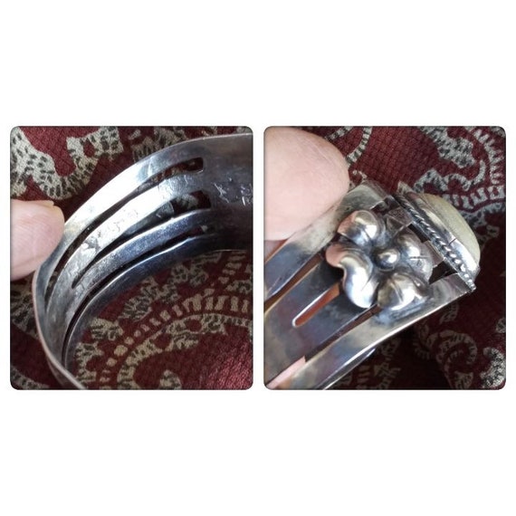 Vintage 1930s Mexican Sterling Silver Cuff Bracel… - image 10