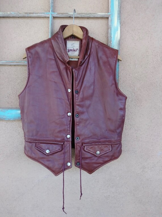 Vintage 1970s Oxblood Leather Vest Unisex - image 1