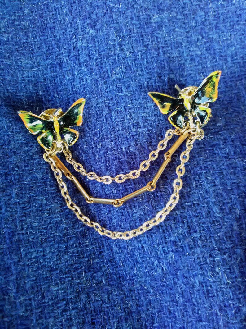 Vintage 1960s Sweater Clip 60s Cardigan Guard Butterfly