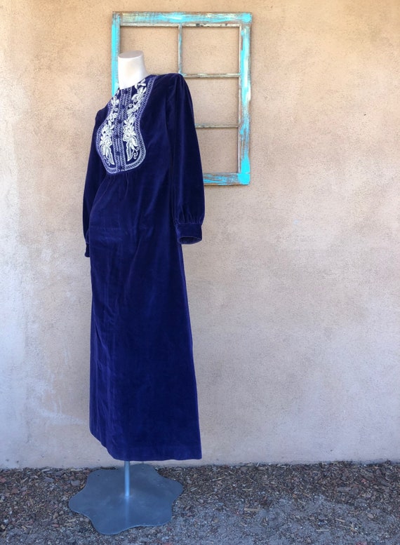 Vintage 1960s 1970s Purple Velvet Maxi Dress Sz xS - image 5