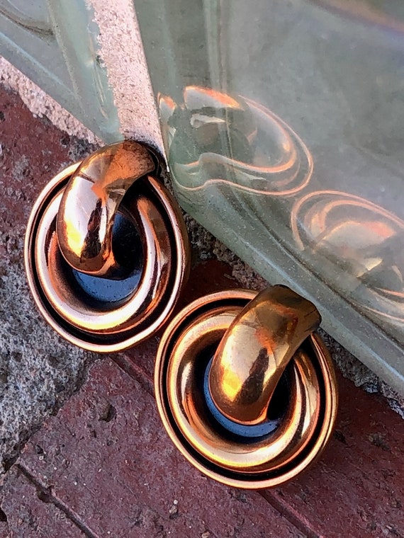 Vintage 1950s Copper Earrings Modernist Renoir Cl… - image 2
