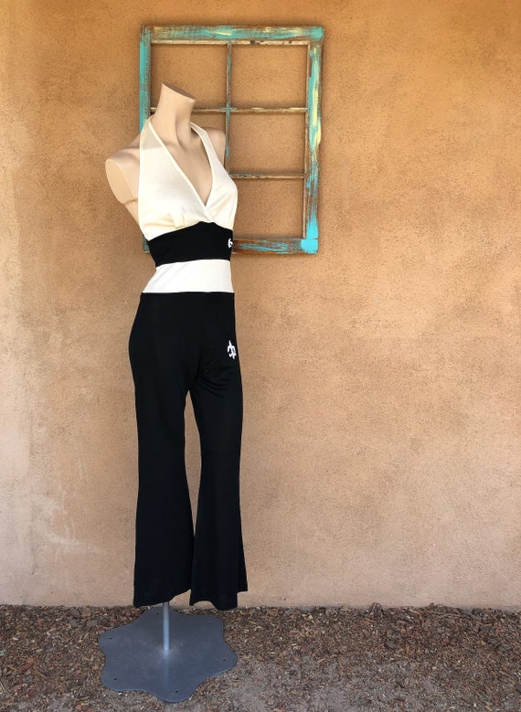 Vintage 1970s Halter Top Disco Jumpsuit with Bell… - image 5