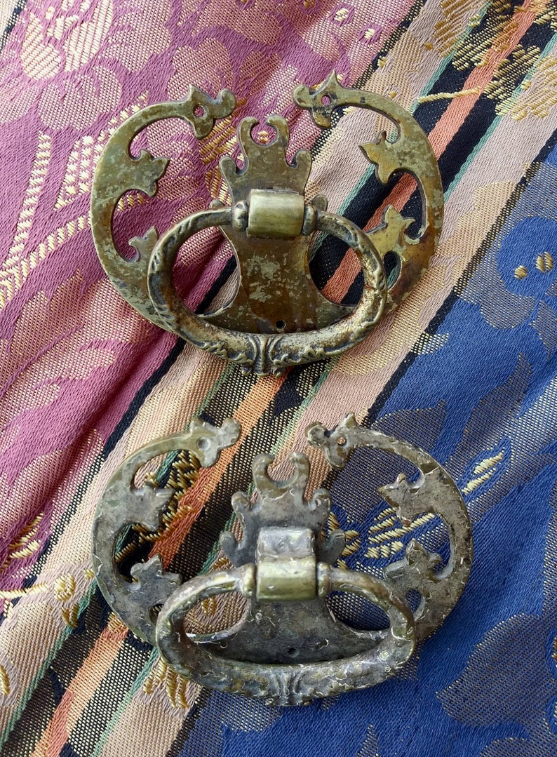 Vintage 1880s Drawer Pulls Doorknocker Handles Queen Anne Etsy